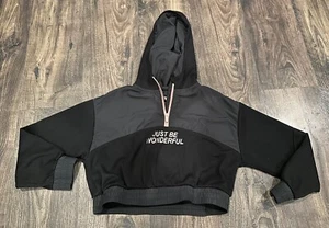 Zara Girl's Long Sleeve Black Pink Athletic Cropped Hooded Pullover, Size: 11/12 - Picture 1 of 5