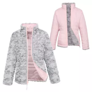 Rokka&Rolla Girls' Reversible Sherpa Fleece Puffer Jacket Teddy Sherpa Coat - Picture 1 of 45