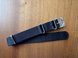NEW - Crown & Buckle Straps - BLACK - 19mm - One-Piece WATCH STRAP BAND - Picture 1 of 2