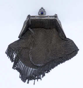 Whiting & Davis 1920s Art Deco Sterling Silver Dresden Mesh Purse - Picture 1 of 13