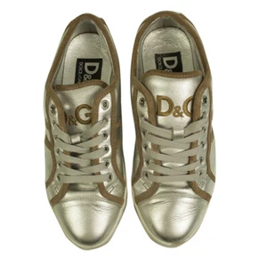 Zapatillas Dolce & Gabbana Mouse DS8009 Cuero Beige Gamuza Borde 37 - Imagen 1 de 7