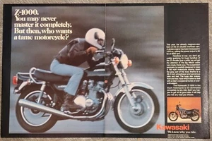 1977 Kawasaki Z1000 2 page Original Motorcycle Print Ad - Picture 1 of 1
