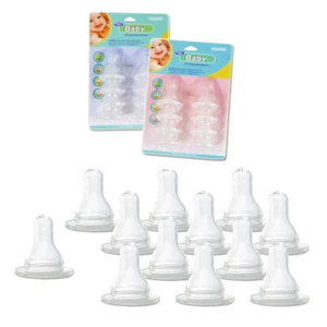 12 Silicone Baby Bottle Nipples Standard Flow Soft Nipple Feeding Reduce Colic - Picture 1 of 1