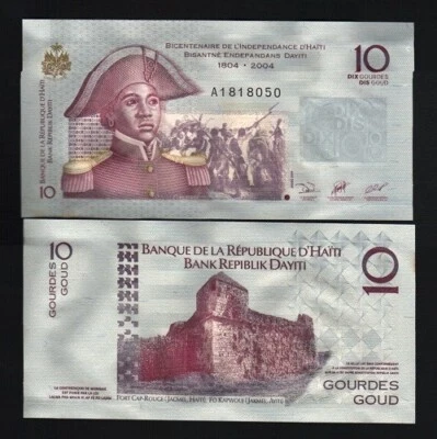 Haití 10 GOURDES P-272 1804-2004 Conmemorativo *A* Tono INDEPENDENCIA 200ª NOTA Foto 1 de 4