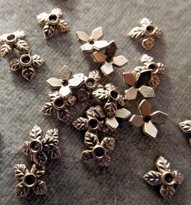 LEAF BEAD CAP/SPACERBEAD FINDINGS 6X2 MM TIBETIAN SILVER 90 PIECES - Picture 1 of 3