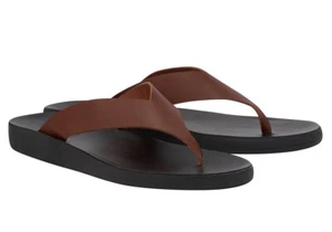 ANCIENT GREEK SANDALS Charys Men Comfort Brown Leather Black Sole Men's Sandals - Picture 1 of 5