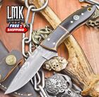 Hand Crafted Skinner Knife Twist Damascus Bull Horn Wooden Bolster Outdoor