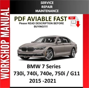 BMW 730i 740i 740e 750i G11 2015 2016 2017 2018 SERVICE REPAIR WORKSHOP MANUAL - Picture 1 of 1
