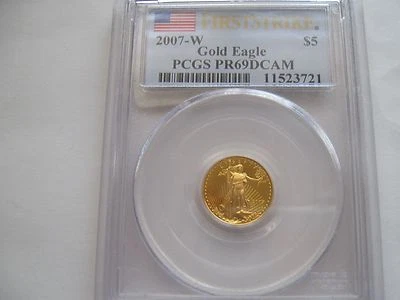 2007-W ,  American Eagle ,  Gold ,  $5 ,  PCGS ,  PF-69 , First Strikes , DCAM - Image 1 of 4