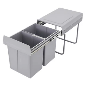 40L Pullout Recycling Garbage Trash Can Sliding Kitchen Waste Bin - Bild 1 von 22