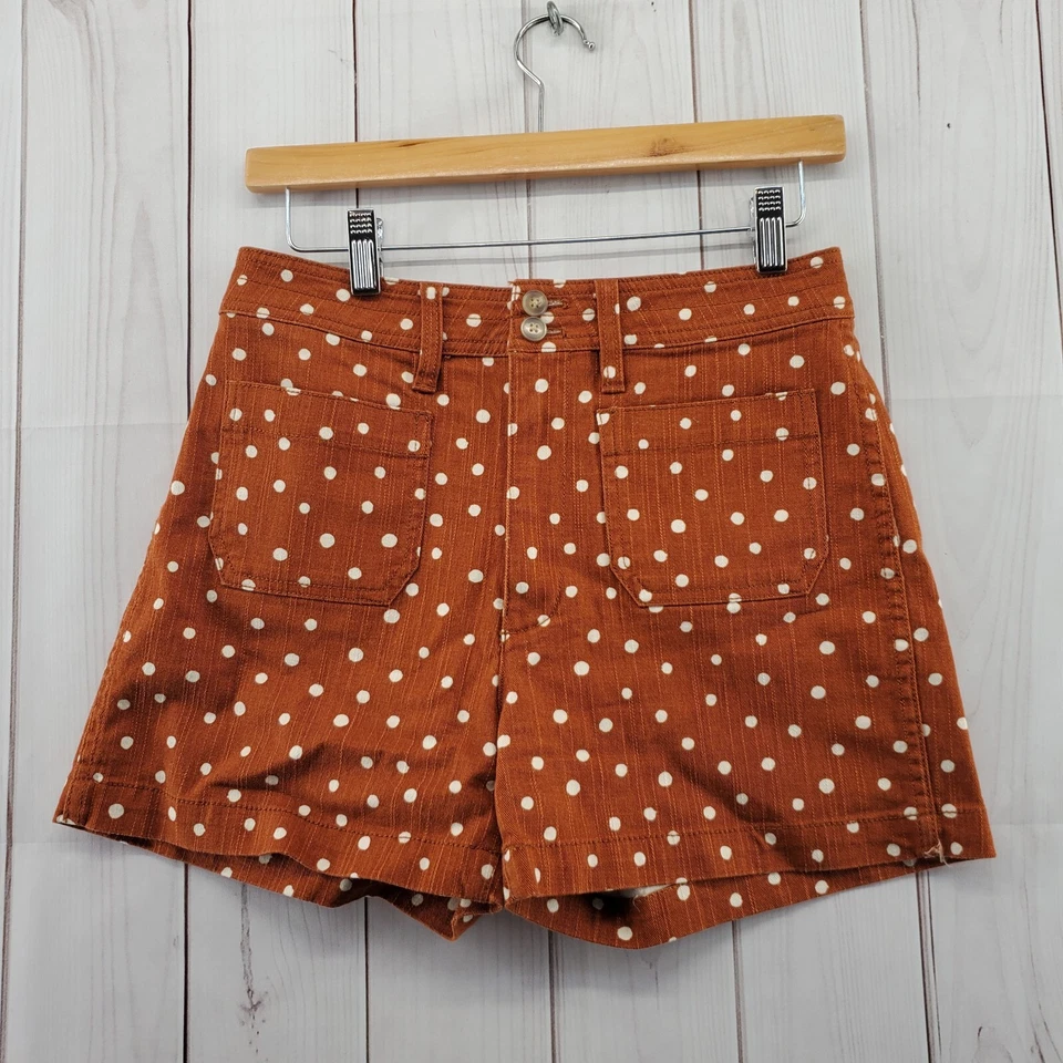 Pantalones Cortos MADEWELL Mujer 26 Chino Cremallera Frontal Naranja Quemado Blanco Lunares Foto 1 de 4