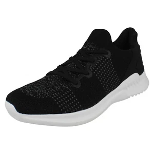 MENS REFLEX BLACK SLIP ON TRAINERS A2R189 - Picture 1 of 9