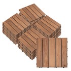 Outsunny 27pc Floor Tiles Interlocking Solid Wood DIY Deck Tiles Outdoor Brown