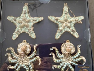 X4 TOMMY BAHAMA CHRISTMAS ORNAMENTS 2-STARFISH 2-OCTOPUS  BEACH HOUSE DECOR NIB - Picture 1 of 5