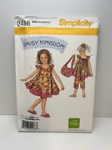 Simplicity Sewing Pattern 2466 Girls Size 3-8 Dress Top Capri Pants FREE POSTAGE - Picture 1 of 3