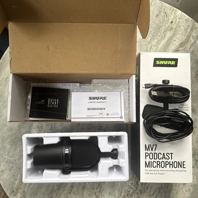 Preowned Shure MV7 USB Podcast USB/XLR Dynamic Microphone MIC Podcasting - Image 1 of 4