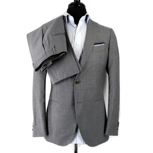 CURRENT Caruso Heather S110's Wool Ribbed Check Italy Suit SLIM 38R $2300 - Picture 1 of 23