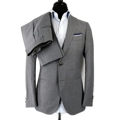 CURRENT Caruso Heather S110's Wool Ribbed Check Italy Suit SLIM 38R $2300 - Image 1 of 4