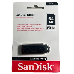 SanDisk Ultra: USB 3.0 Flash Drive - 64GB - Speeds up to 130Mbps - NEW SEALED - Picture 1 of 5