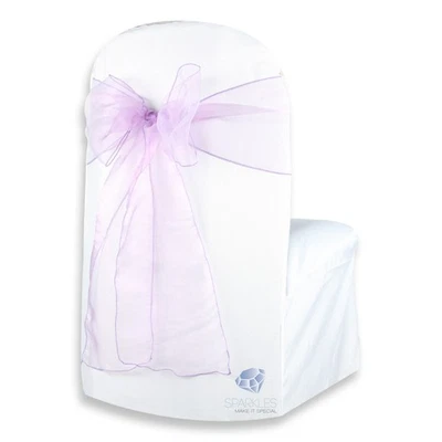 10 pcs Organza Chair Cover Bow Sash 108"x8" - Lavender - Wedding Party vd - Image 1 of 4