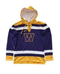 Williams College Ephs Purple Gold Champion Hockey Lace Up Hoodie Mens Size Small - Picture 1 of 12