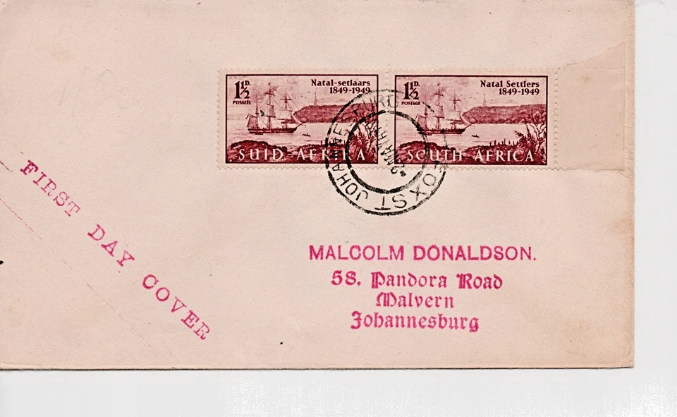 South African FDC. 2nd May 1949. Centenary of British settlers in Natal. - Image 1 of 1