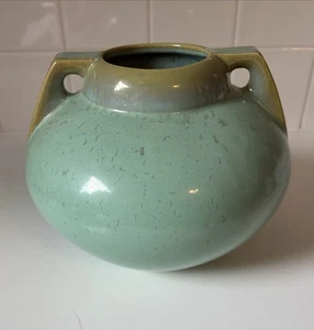 Fulper Pottery Glazed Two Handled Vase Jade Green Antique 1900-1917 - Picture 1 of 14