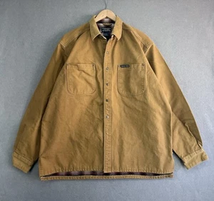 VTG Moose Creek Shacket Flannel Lined Canvas Workwear Rancher Sz L Tan *read - Picture 1 of 10