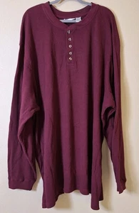 Herren KingSize Burgunderrot Langarm Henley Hemd Größe 5XL Waffelstrick - Bild 1 von 7
