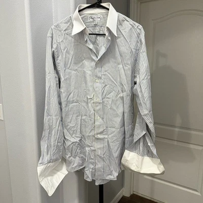 Burberrys Of London Dress Shirt Mens 15.5 34 Button Up French Cuff Striped Read - Image 1 of 4