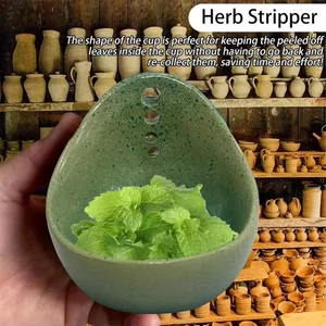 Keramik Kräuter Stripper Schüssel 4 Löcher Kräuter Stripper Tasse Blatt Stripp Schüssel Küche - Bild 1 von 17