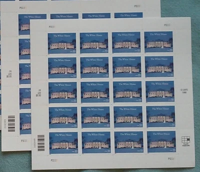 Two Panes x 20 = 40 of THE WHITE HOUSE in Winter 33¢ US Postage Stamps. USA 3445 - Image 1 of 4