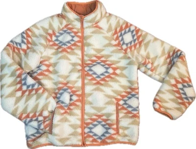 Hurley Cremallera Completa Felpa Sherpa Pullover Chaqueta de Invierno Tribal Azteca Para Mujer XL USADO EN EXCELENTE ESTADO Foto 1 de 4