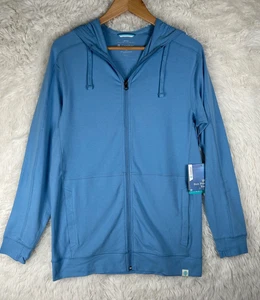 NUEVO CON ETIQUETAS Coolibar Para hombres Azul Lumaleo Cremallera Manga Larga Sudadera con Capucha UPF 50+ Bolsillos - Imagen 1 de 11