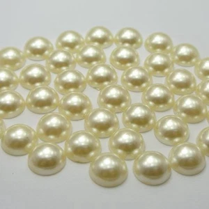 200 Ivory Color Acrylic FlatBack Half Pearl Bead Flat Back 10mm Scrapbook Craft - Picture 1 of 4
