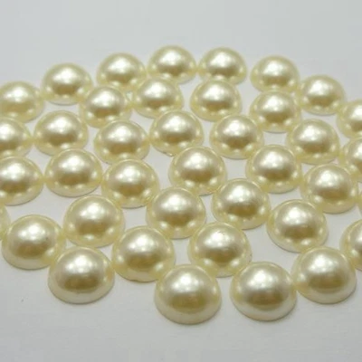 200 Ivory Color Acrylic FlatBack Half Pearl Bead Flat Back 10mm Scrapbook Craft - Image 1 of 4