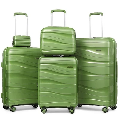 Juego de equipaje de 5 piezas maleta giratoria rígida PP con bloqueo TSA para viajes Foto 1 de 4