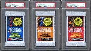 PSA 7 Marvel Universe 1990 Impel Packs x 3 Wolverine Spiderman Captain America - Picture 1 of 2