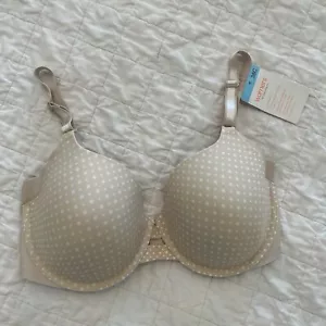 NWT New Warners No Side Effects Underarm Smoothing Underwire Bra 38C Beige Dots - Picture 1 of 3