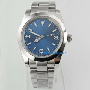40mm reloj estéril esfera azul sólida estuche cristal zafiro automático relojes para hombre - Imagen 1 de 6