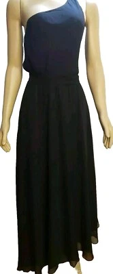 Vestido de noche para mujer Jill Stuart negro de seda con un hombro talla 2 Foto 1 de 4