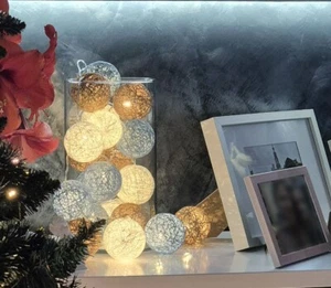 Cotton Ball String Lights Various Colours, Custom Made, Exquisite, LED - Picture 1 of 23
