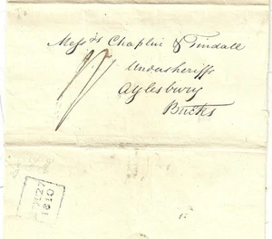 1810 LONDON MAUVE? BOXED LATE FEE L40 ON LETTER TO AYLESBURY UNDERSHERIFFS BUCKS - Picture 1 of 2