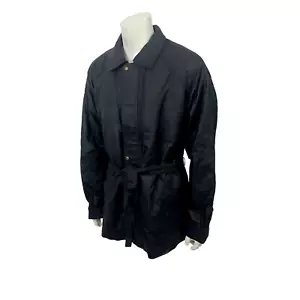 Modal New York Mens XL Black Belted Lined Leather Jacket Coat - Picture 1 of 10