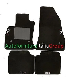 Tappetini auto in moquette su misura 4 Loghi 4 fix per 500L 2012>2017 - Foto 1 di 1