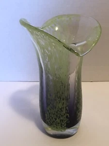 Teleflora Geschenk Blumen Blumenvase 8" mundgeblasen Kunstglas grün & blau abstrakt - Bild 1 von 7