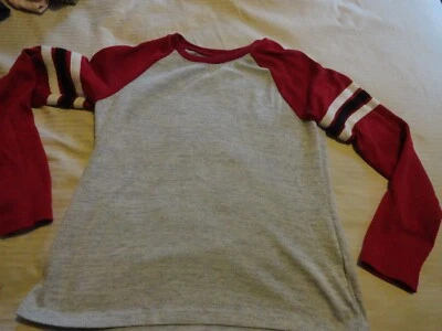 Camisa de pijama para niñas Wonder Nation gris jaspeado y rojo - talla L 10-12 Foto 1 de 3