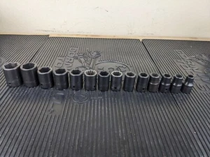 #bb770 Snap-on USA 14pc 1/2" Drive Metric Shallow Impact Socket Set - Picture 1 of 18