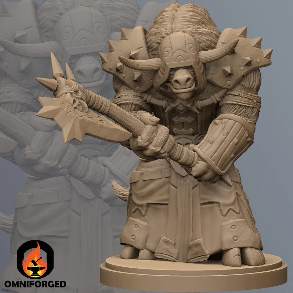 Tauren Death Knight Warcraft Miniature 3D Printed Figure - Image 1 of 1