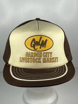 De Colección Trucker SnapBack Sombrero Marrón Bronceado Espuma Todo Alrededor Ganado Mercado Ganado ¡LEER! Foto 1 de 4